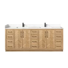 Jakarta 84" Free Standing Double Basin Vanity Set with Cabinet and Quartz Vanity Top