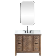 Javier 42" Free Standing Single Basin Vanity Set with Cabinet, Composite Stone Vanity Top and Mirror