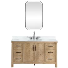 Javier 60" Free Standing Single Basin Vanity Set with Cabinet, Composite Stone Vanity Top and Mirror