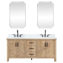 Javier 72" Free Standing Double Basin Vanity Set with Cabinet, Composite Stone Vanity Top and Mirror