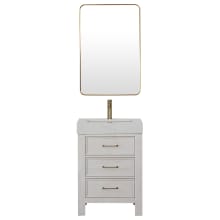 León 24" Free Standing Single Basin Vanity Set with Cabinet, Composite Stone Vanity Top and Mirror