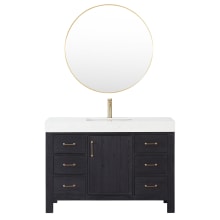 León 48" Free Standing Single Basin Vanity Set with Cabinet, Composite Stone Vanity Top and Mirror