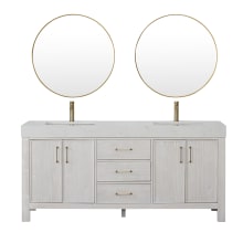 León 72" Free Standing Double Basin Vanity Set with Cabinet, Composite Stone Vanity Top and Mirror