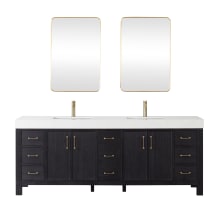 León 84" Free Standing Double Basin Vanity Set with Cabinet, Composite Stone Vanity Top and Mirror