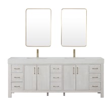 León 84" Free Standing Double Basin Vanity Set with Cabinet, Composite Stone Vanity Top and Mirror
