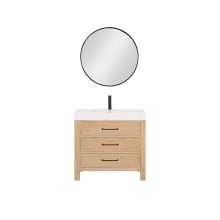 León 36" Free Standing Single Basin Vanity Set with Cabinet, Stone Composite Vanity Top, and Framed Mirror