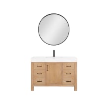 León 48" Free Standing Single Basin Vanity Set with Cabinet, Stone Composite Vanity Top, and Framed Mirror