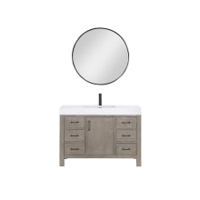 León 48" Free Standing Single Basin Vanity Set with Cabinet, Stone Composite Vanity Top, and Framed Mirror