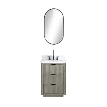 Cádiz 24" Free Standing Single Basin Vanity Set with Cabinet, Stone Composite Vanity Top, and Framed Mirror