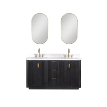Cádiz 60" Free Standing Double Basin Vanity Set with Cabinet, Stone Composite Vanity Top, and Framed Mirror