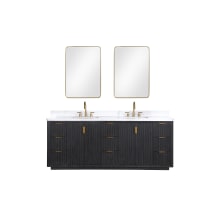 Cádiz 84" Free Standing Double Basin Vanity Set with Cabinet, Stone Composite Vanity Top, and Framed Mirror