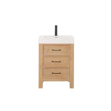 León 24" Free Standing Single Basin Vanity Set with Cabinet and Stone Composite Vanity Top