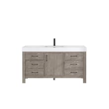 León 60" Free Standing Single Basin Vanity Set with Cabinet and Stone Composite Vanity Top