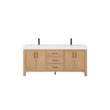 León 72" Free Standing Double Basin Vanity Set with Cabinet and Stone Composite Vanity Top