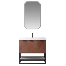 Mahon 36" Free Standing Single Basin Vanity Set with Cabinet, Composite Stone Vanity Top and Mirror