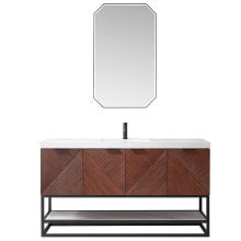 Mahon 60" Free Standing Single Basin Vanity Set with Cabinet, Composite Stone Vanity Top and Mirror