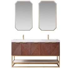 Mahon 60" Free Standing Double Basin Vanity Set with Cabinet, Composite Stone Vanity Top and Mirror