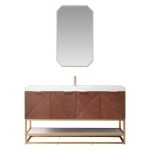 Mahon 60" Free Standing Single Basin Vanity Set with Cabinet, Composite Stone Vanity Top and Mirror