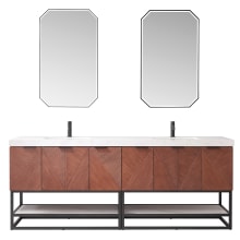 Mahon 84" Free Standing Double Basin Vanity Set with Cabinet, Composite Stone Vanity Top and Mirror
