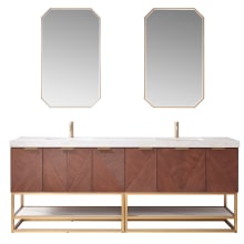 Mahon 84" Free Standing Double Basin Vanity Set with Cabinet, Composite Stone Vanity Top and Mirror