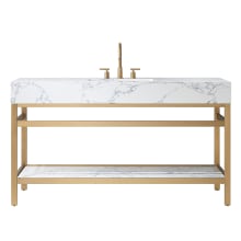 Ecija 60" Free Standing Single Basin Vanity Set with Cabinet and Stone Composite Vanity Top