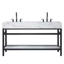 Ecija 60" Free Standing Double Basin Vanity Set with Cabinet and Stone Composite Vanity Top