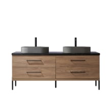 Trento 72" Free Standing Double Basin Vanity Set with Cabinet and Sintered Stone Vanity Top
