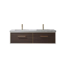 Caparroso 60" Wall Mounted Double Basin Vanity Set with Cabinet and Sintered Stone Vanity Top