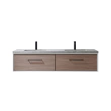 Caparroso 72" Wall Mounted Double Basin Vanity Set with Cabinet and Sintered Stone Vanity Top