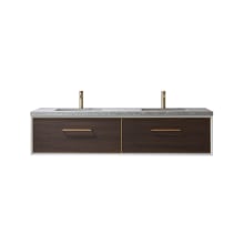 Caparroso 72" Wall Mounted Double Basin Vanity Set with Cabinet and Sintered Stone Vanity Top