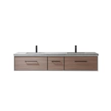 Caparroso 84" Wall Mounted Double Basin Vanity Set with Cabinet and Sintered Stone Vanity Top