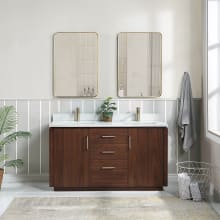 San 60" Free Standing Double Basin Vanity Set with Cabinet and Composite Stone Vanity Top