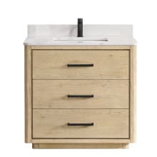 Porto 36" Free Standing Single Basin Vanity Set with Cabinet and Quartz Vanity Top