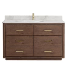 Porto 55" Free Standing Single Basin Vanity Set with Cabinet and Quartz Vanity Top