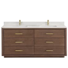 Porto 72" Free Standing Double Basin Vanity Set with Cabinet and Quartz Vanity Top