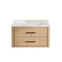 Cristo 36" Wall Mounted Single Basin Vanity Set with Cabinet and Quartz Vanity Top