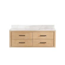Cristo 55" Wall Mounted Single Basin Vanity Set with Cabinet and Quartz Vanity Top
