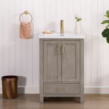 Gela 24" Free Standing Single Basin Vanity Set with Cabinet and Ceramic Vanity Top