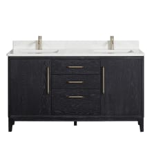 Gara 60" Free Standing Double Basin Vanity Set with Cabinet and Composite Stone Vanity Top