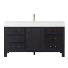León 60" Free Standing Single Basin Vanity Set with Cabinet and Composite Stone Vanity Top