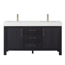 León 60" Free Standing Double Basin Vanity Set with Cabinet and Composite Stone Vanity Top