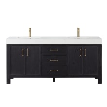 León 72" Free Standing Double Basin Vanity Set with Cabinet and Composite Stone Vanity Top