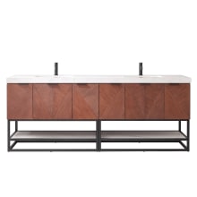 Mahon 84" Free Standing Double Basin Vanity Set with Cabinet and Composite Stone Vanity Top