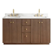 Oza 60" Free Standing Double Basin Vanity Set with Cabinet and Quartz Vanity Top