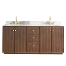 Oza 72" Free Standing Double Basin Vanity Set with Cabinet and Quartz Vanity Top