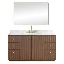 Oza 60" Free Standing Single Basin Vanity Set with Cabinet, Quartz Vanity Top and Mirror