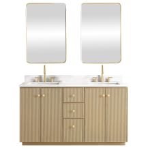 Oza 60" Free Standing Double Basin Vanity Set with Cabinet, Quartz Vanity Top and Mirror
