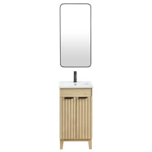 Palos 18" Free Standing Single Basin Vanity Set with Cabinet, Ceramic Vanity Top and Mirror