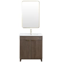 Palos 30" Free Standing Single Basin Vanity Set with Cabinet, Ceramic Vanity Top and Mirror