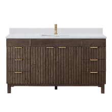 Palos 60" Free Standing Single Basin Vanity Set with Cabinet and Composite Stone Vanity Top